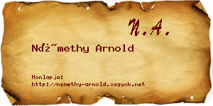Némethy Arnold névjegykártya